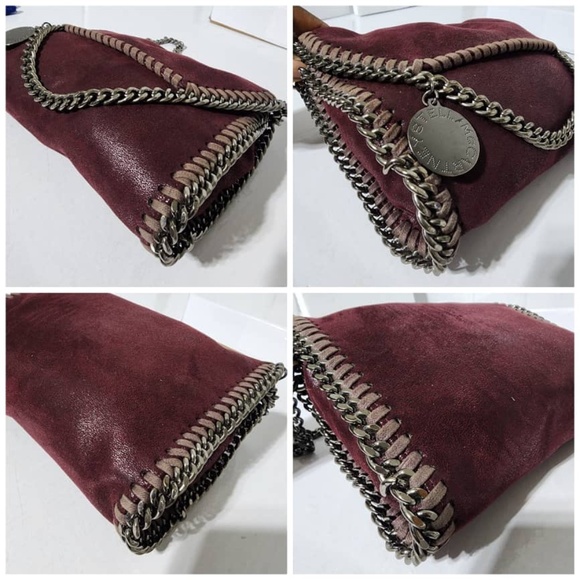 Authentic Stella McCartney Faux Leather Falabella Shoulder Bag Burgundy - Picture 12 of 14